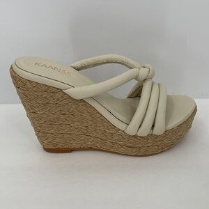 Kaanas Daniela slide platform wedge sandal ivory knot women jute shoe 8